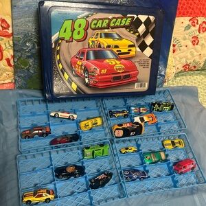 48-Car Case with Assorted hot wheel, matchbox toy cars vintage